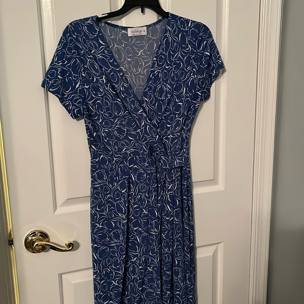 Kaleigh faux wrap fit and flare dress